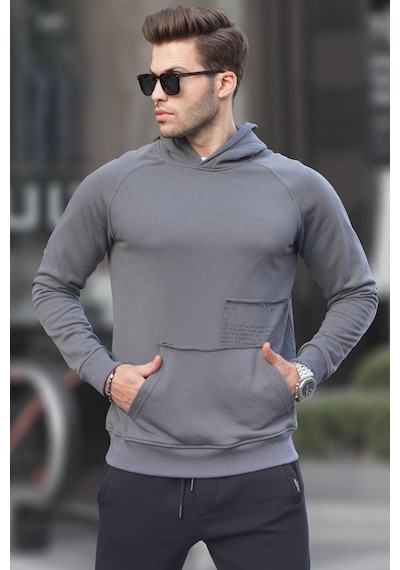 Madmext Füme Kapüşonlu Sweatshirt 6151-füme Füme