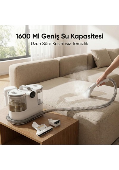 Buharlı Halı Ve Koltuk Yıkama Makinesi, 500w Motor Gücü Ve 16000pa Emiş Performansı, 1600 Ml Temiz Su Kapasitesi,