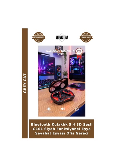 Bluetooth Kulaklık 5.4 3d Sesli G101 Siyah Fonksiyonel Eşya Seyahat Eşyası Ofis Gereci