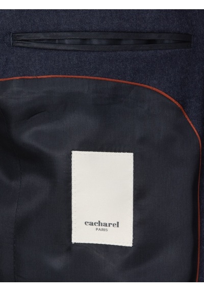 Cacharel Lacivert Slim Fit Yün Karışımlı Mikro Desenli Klasik Ceket