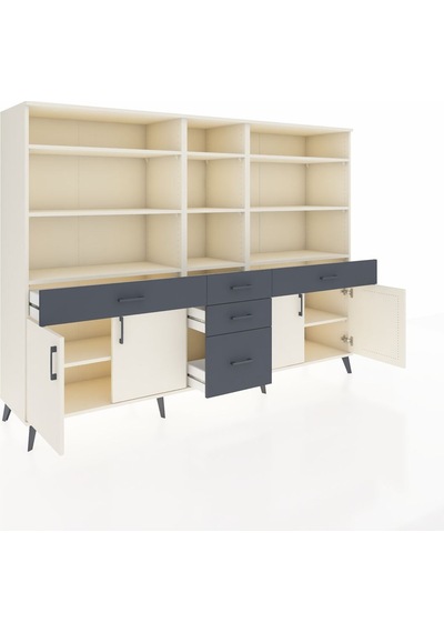 Hyperion Dolap 11 Raflı 5 Çekmeceli 4 Kapaklı 220x44x163 Aytaşı-a Aytaşı-aytaşı/antrasit