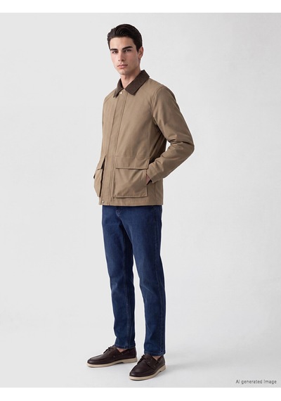 Lcwaıkıkı Classic Bej Regular Fit Kontrast Yaka Erkek Mont
