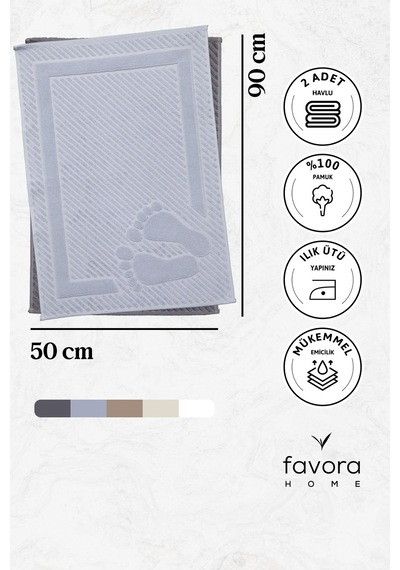 Leoline %100 Pamuk Premium 2'li Ayak Havlusu - Gri - Antrasit Gri - Antrasit