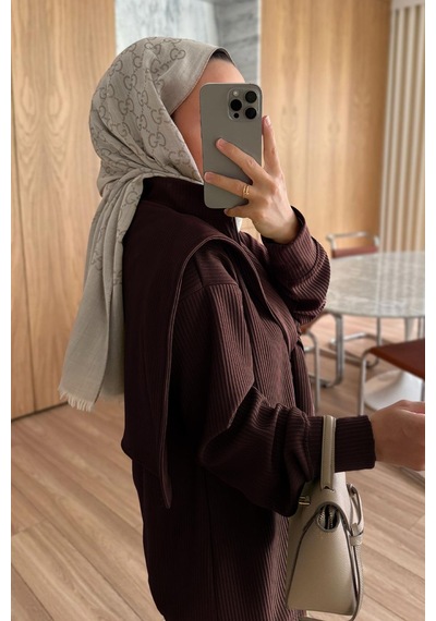 Kahijab Omuz Atkılı 3'lü Takım - Kahverengi Kahverengi