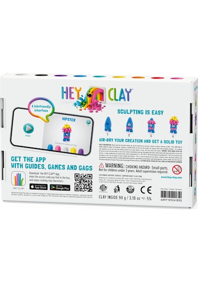 Hey Clay Hava İle Kuruyan Kil 6'lı Kutu - Monsters Hipster, Bigwig, Donut