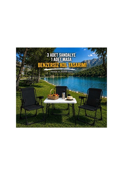 Holiday Kamp Seti Kamp Sandalyesi Kamp Masası Katlanır Kamp Piknik Seti 3 Sandalye 1 Masa Siyah 3 Sandalye 1 Masa Holiday Kamp Seti Kamp Sandalyesi Kamp Masası Katlanır Kamp Piknik Seti 3 Sandalye 1 Masa Siyah 3 Sandalye 1 Masa