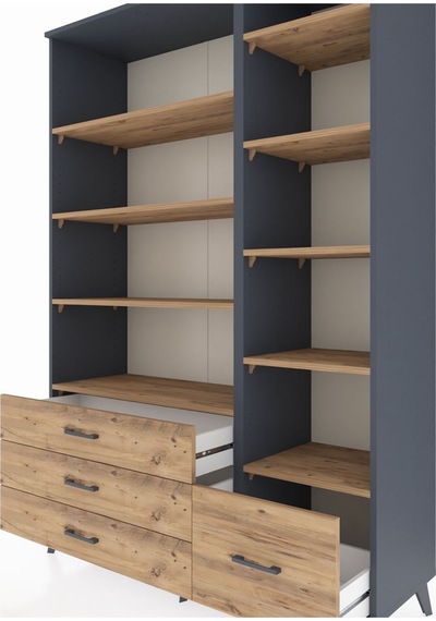 Hyperion Dolap 9 Raflı 4 Çekmeceli 132x44x195 Antrasit-çam/çam Antrasit Hyperion Dolap 9 Raflı 4 Çekmeceli 132x44x195 Antrasit-çam/çam Antrasit