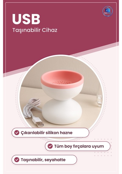 Makyaj Fırça Temizleme Makinesi Usb Silikon Hazneli Taşınabilir K