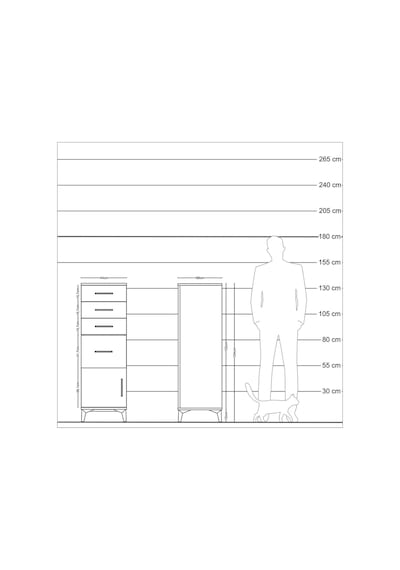 Kronos Dolap 4 Çekmeceli Tek Kapaklı 44x59x134 Aytaşı-antrasit Aytaşı