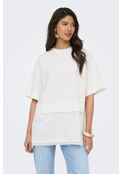 Only Onlmexa Pamuklu Regular Fit Dantel Detaylı T Shirt Bayan T Shirt 15382176 Ekru