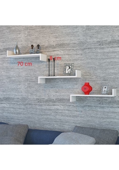 Rafkestir 3 Lü Teno Duvar Rafı Krem ( Mat )