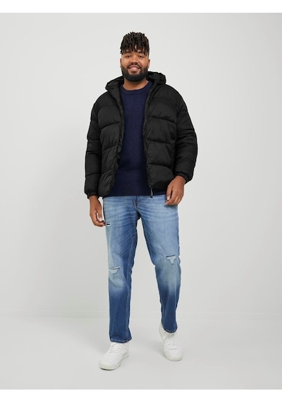 Jack & Jones Jack&Jones Kapüşonlu Büyük Beden Siyah Erkek Mont 12243520 Siyah
