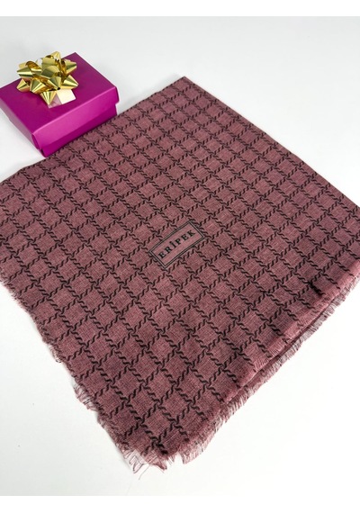 Eripek Desenli Flamalı Keten Eşarp- 06112 Gül Kurusu