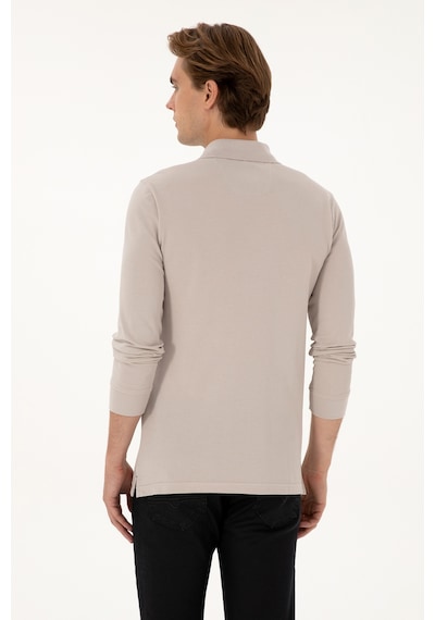 U.S. Polo Assn. Erkek Regular Fit Polo Yaka Taş Basic Sweatshirt 50307757-VR049