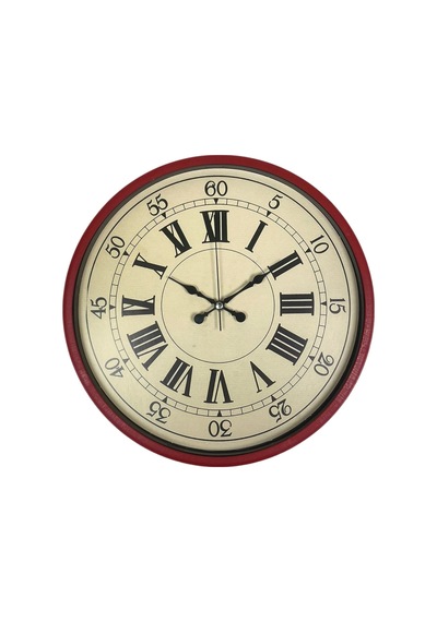 36 Cm Kırmızı Retro Duvar Saati Çok Renkli