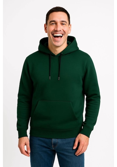 Novalisse Erkek 3 İplik Pamuklu Kapüşonlu Kanguru Cepli Sweatshirt Hoodie - Haki Çoklu Renk