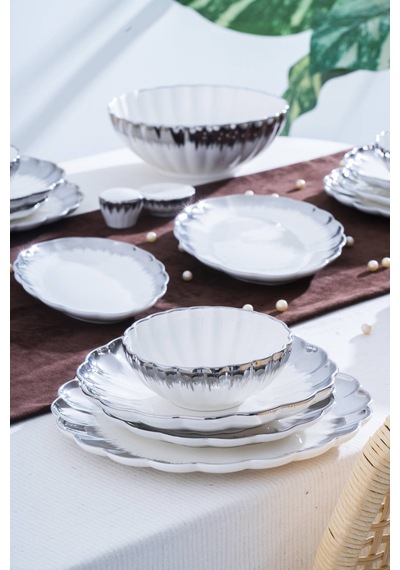 Acar Marlene 6 Kişilik 29 Parça Silver Yemek Takımı Beyaz/silver