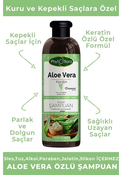 Phytoflora Tuzsuz Aloe Vera ve Keratinli Şampuan 400 ML