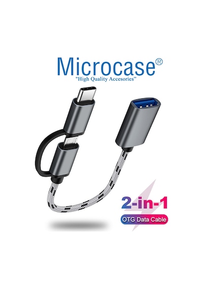 Microcase 2In1 Type C To Micro Usb 3.0 Otg Adaptör - Siyah Al2598