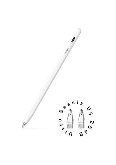 Apple Uyumlu iPad 11. Nesil A16 İle Uyumlu Profesyonel Avuç İçi Red Özellikli Stylus Sessiz Ve Hassas Tablet Kalemi Beyaz