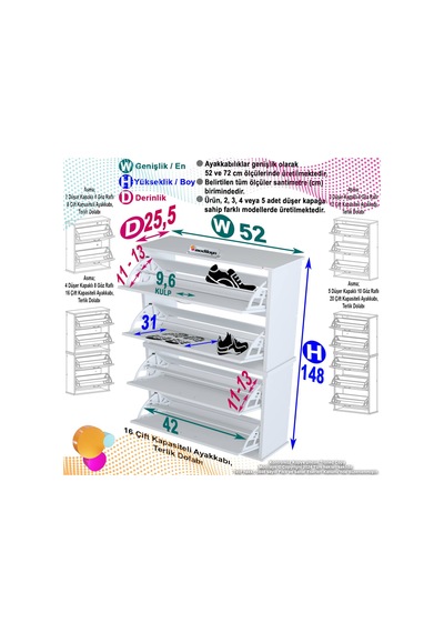 Modilayn Umay' 2 Li Asma Antre Hol 72x 156x 25,5 Cm Lik 4 Düşer Kapak 8 Raf Bölmeli Ayakkabılık Beyaz - Ceviz Modilayn Umay' 2 Li Asma Antre Hol 72x 156x 25,5 Cm Lik 4 Düşer Kapak 8 Raf Bölmeli Ayakkabılık Beyaz - Ceviz