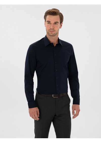 Cacharel Lacivert Slim Fit Pamuk Karışımlı Gömlek