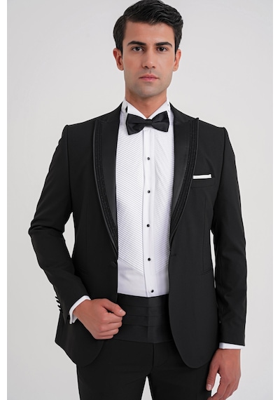 Efor Black 084 Takım Slim Siyah Siyah