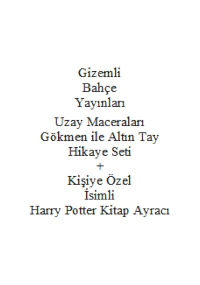 2. 3. Sınıf Hikaye Kitabı Seti Gizemli Bahçe Yayınları Uzay Maceraları Gökmen ile Altın Tay + Kişiye Özel İsimli Harry Potter Kitap Ayracı