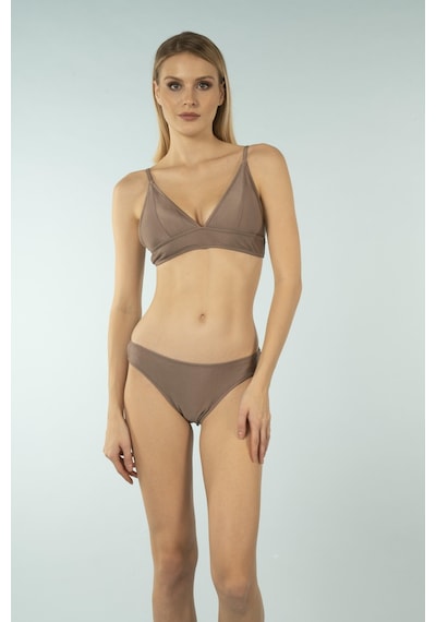 Estiva Geniş Bantlı Toparlayıcı Üçgen Bikini Takımı - Kahverengi Çok Renkli