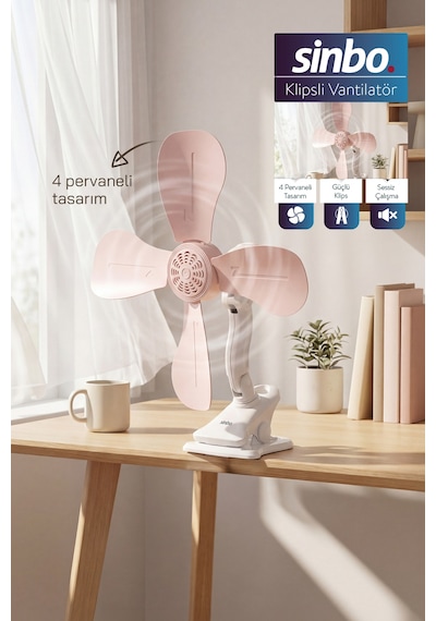 Sinbo Sf-7706 Klipsli Vantilatör 10w Taşınabilir Mini Fan Sessiz Masa Tipi Fan