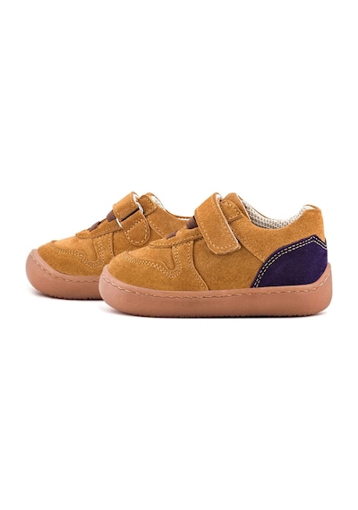 Rakerplus Bob Hakiki Deri Taba Barefoot Cırtlı Lastikli Bebek Sneaker Ayakkabı Taba
