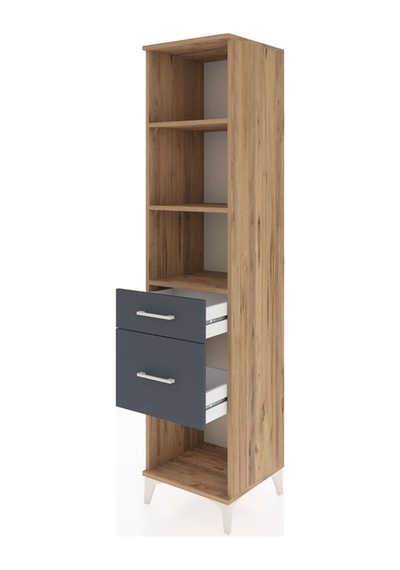 Hyperion Dolap 3 Raflı 2 Çekmeceli 44x44x195 Çam-antrasit Çam