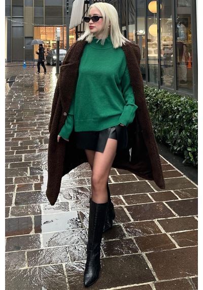 Seeh Siyah Mini Boy Kadın Deri Etek Sh335 Basic