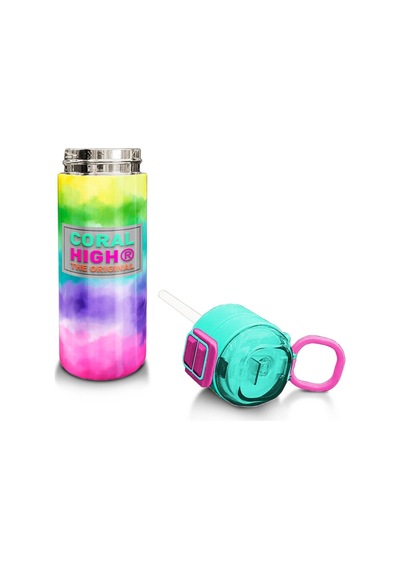 Coral High Kids Renkli Batik Desenli Pipetli Ve Direkt İçim Çelik Termos 500 Ml 31944 Çok Renkli
