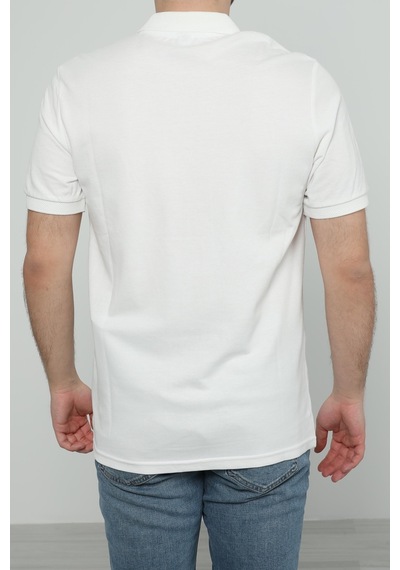 Hscstore Erkek Polo Yakalı Beyaz Tişört- 8420-beyaz Beyaz