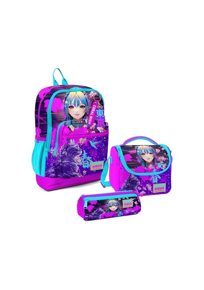 Mor Pembe Anime Kedi Çok Renkli