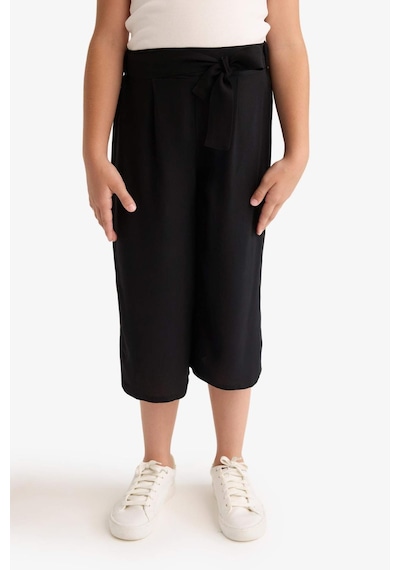 DeFacto Kız Çocuk Culotte Geniş Paça Viskon Kapri T3877A625SMBK27 Siyah