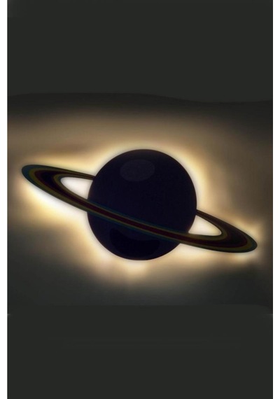 Çocuk Odası Bebek Odası Led Işıklı Saturn Baskılı Mdf Duvar Süsü