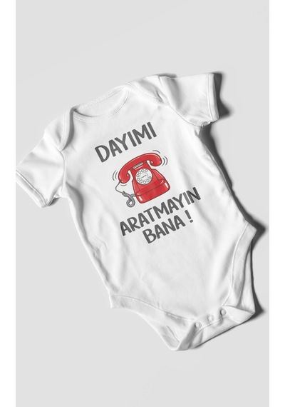Morivokids Dayımı Aratmayın Bana Kısa Kollu Bebek Body %100 Pamuk Beyaz