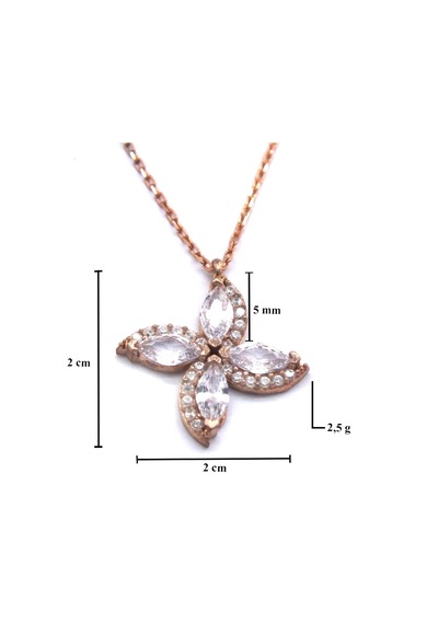 FerizZ Zirkon Taşlı Çiçek Rose Gümüş Kolye GK-223