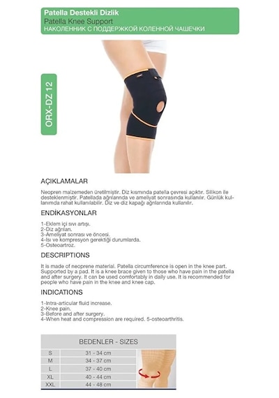 Orlex Patella li Dizlik Diz Ve Diz Kapağı ,  İçi Sıvı Artışı,kireçlenme L