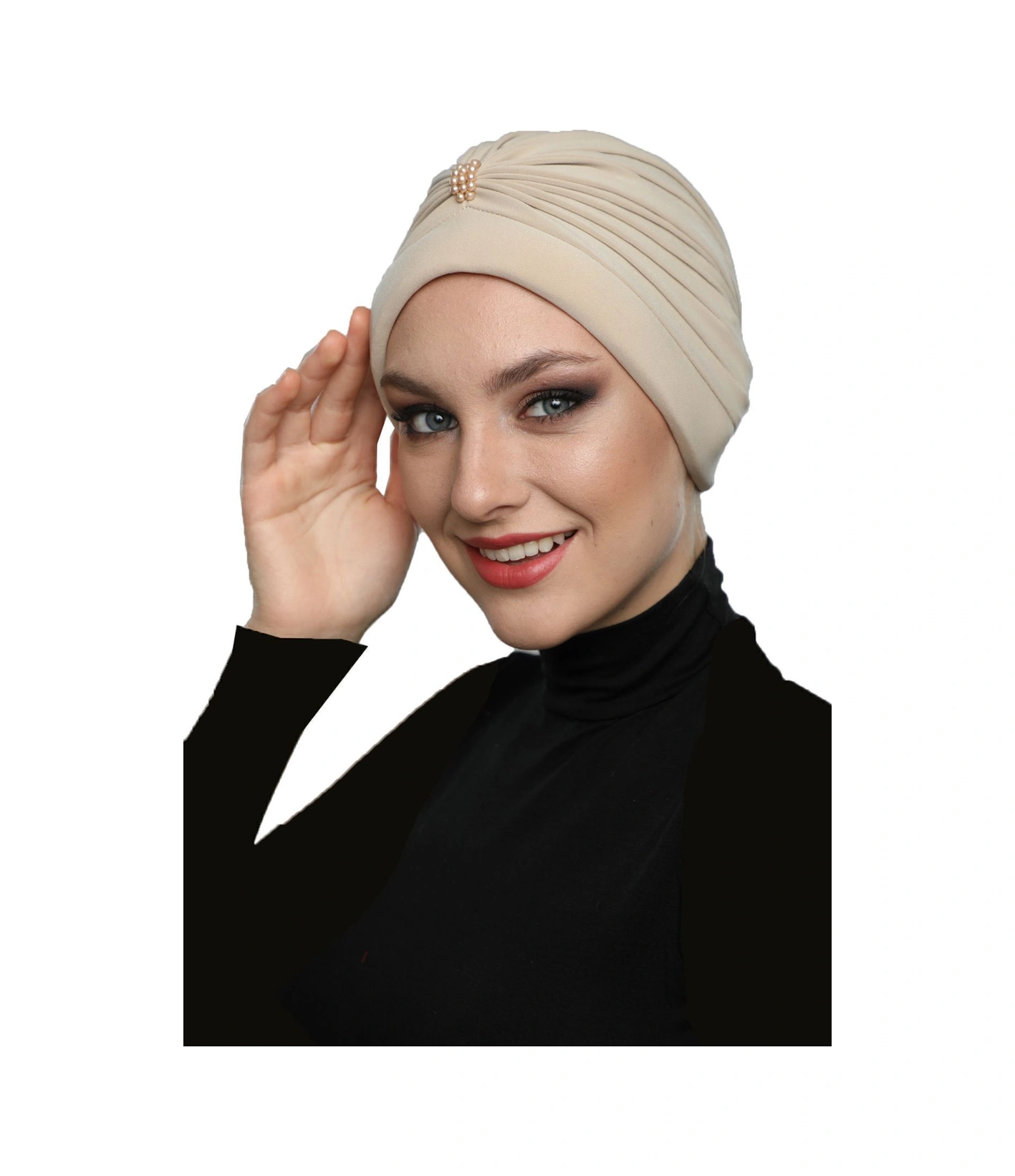 Elysianfidan Incili - Inci Işlemeli Bej Hazır Türban Tesettür Bone Kum Beji Elysianfidan Incili - Inci Işlemeli Bej Hazır Türban Tesettür Bone Kum Beji
