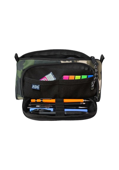 Jacbag Prime Xl-lastik Ayraçlı İki Bölmeli Kalem Kutusu Prime Xl-haki Camoflora renkli