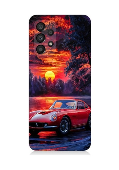 Samsung Galaxy A53 Uyumlu Kırmızı Spor Araba Desenli Silikon Kılıf