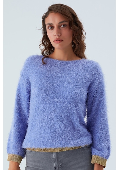Peraluna De Vılle Pullover Kol Ve Etek Ucu Simli Kadın Triko Kazak Lila-lila Lila