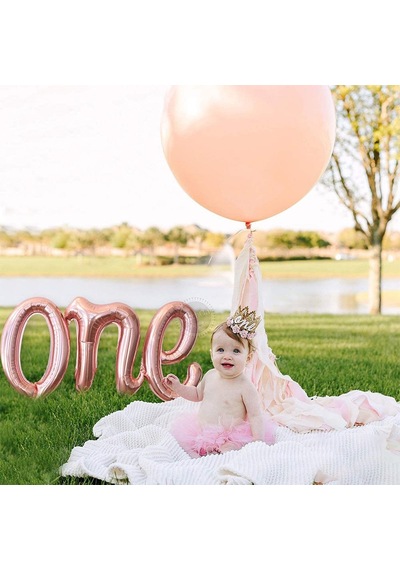 One Rose Gold Folyo Balon - Bebek Çocuk Parti Kutlama Seti