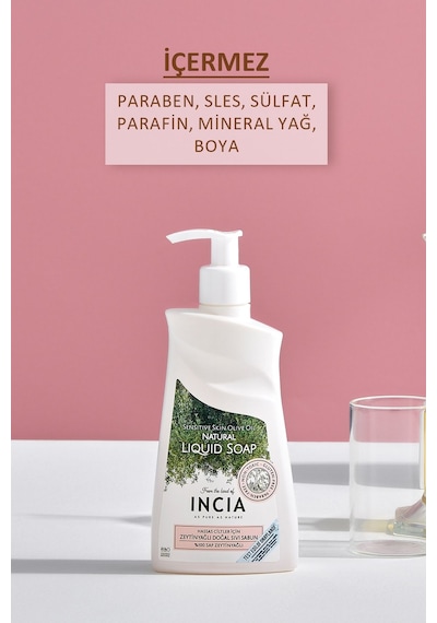 INCIA %100 Doğal Sıvı Kastil Sabunu Hassas Ciltler İçin Zeytinyağlı 10 Bitkisel Değerli Yağ Vegan 250 ML