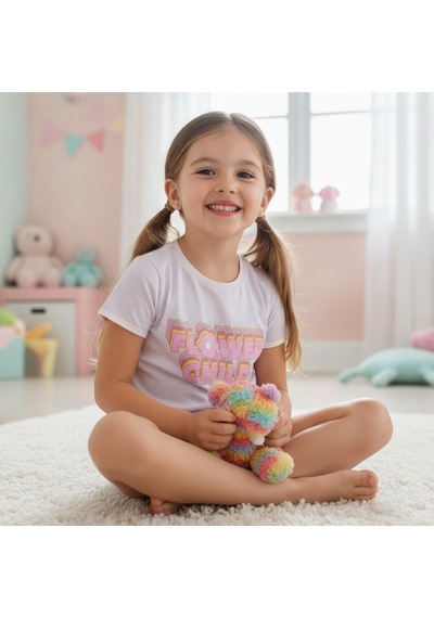 Bonbon Çocuk Pamuklu Baskılı Lila Renk 2'li Takım Cb1047