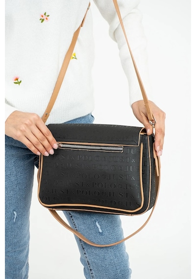 Just Polo Kadın Kabartma Desen Büyük Boy El Ve Omuz Çantası Siyah - Camel 92343045