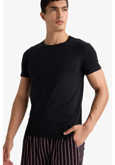 Defacto Slim Fit Dar Kesim Bisiklet Yaka Üst L4885az25aubk27 Siyah